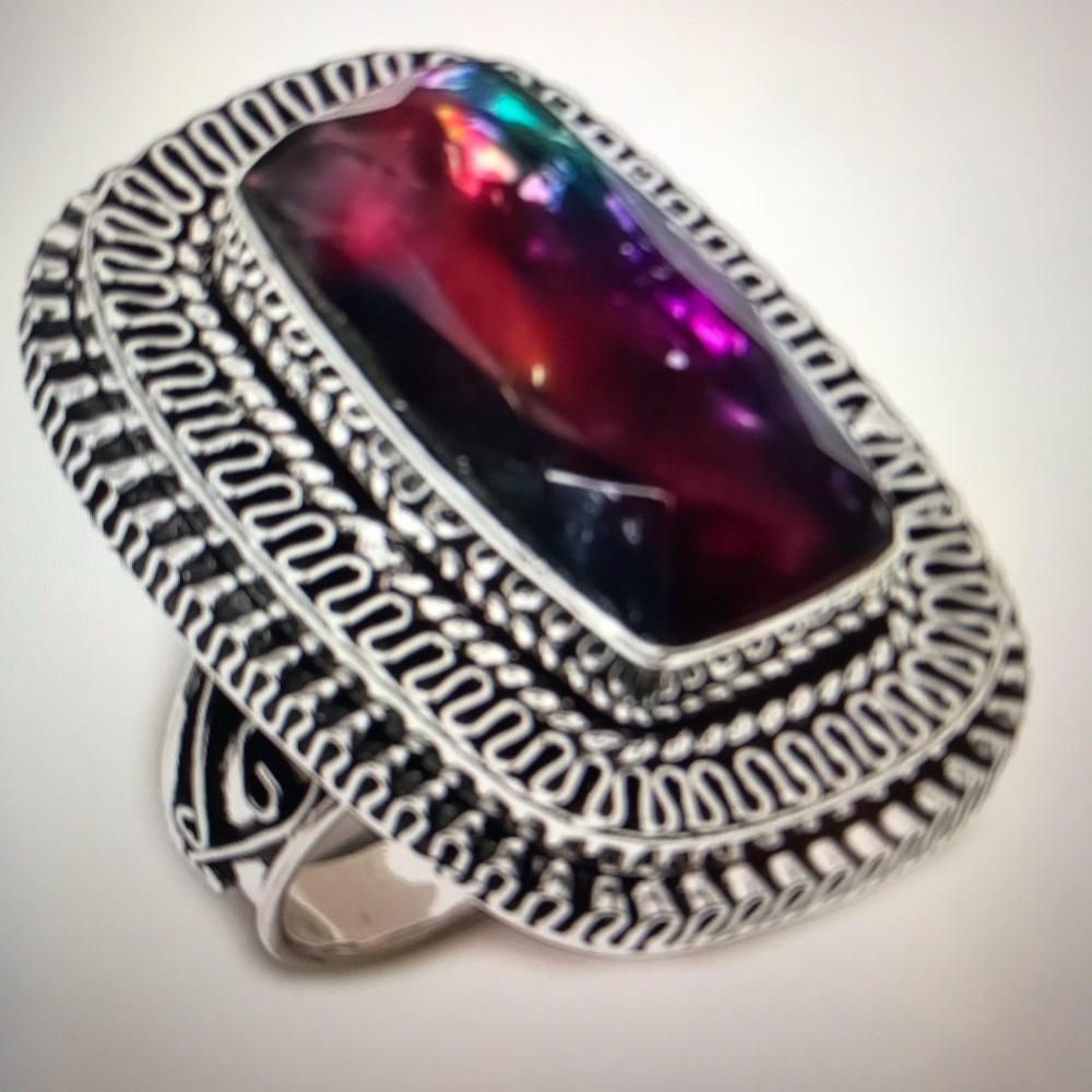 Ammolite Stamped Solid 925 Sterling Silver Ring
